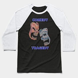 Comedy & Tragedy Blue Letters Baseball T-Shirt